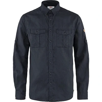 Image of Fjallraven Men&#039;s Övik Travel Shirt LS M, Dark Navy, M