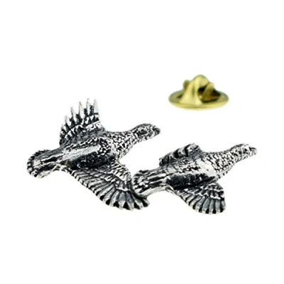 Image of GTR B33 FLYING PARTRIDGES Bird English Pewter Lapel Pin Badge XTSPBB33