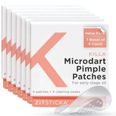 Image of ZitSticka Killa Acne Patches for Face World&#039;s Most Potent Pimple Patch with Fast Acting Microdarts Starts Working within 2 Hours Deep, Early Stage Zits &amp; Blemish (7 Boxes bundle, 28ct)
