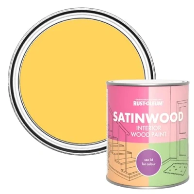Image of Rust Oleum Yellow Satinwood Interior Wood Paint Lemon Jelly 750ml