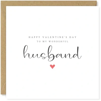 Image of Beau Willows Happy Valentine&#039;s Day To My Wonderful Husband Love Card For Romantic