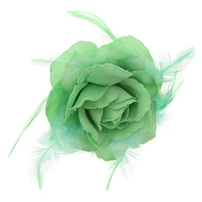 Image of Zac&#039;s Alter Ego Glitter Hair Rose with Feathers on Clip &amp; Elastic Piece or Corsage