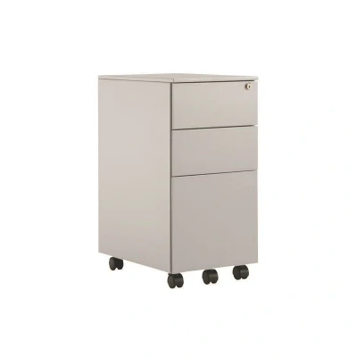 Image of First Steel Slimline Under Desk Pedestal 3 Drawer Silver KF98515
