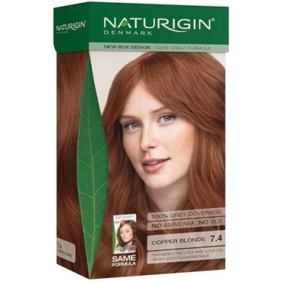 Image of Medium Blonde Red Hair Dye 7.4 with Natural Ingredients No Ammonia