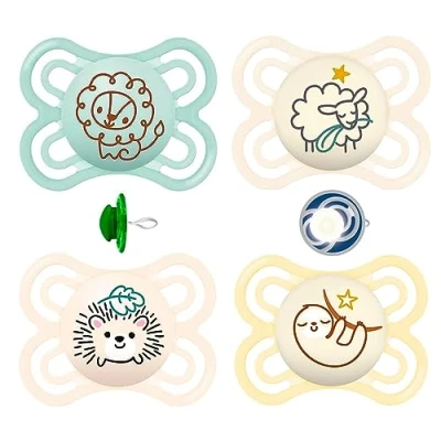 Image of MAM Perfect Day &amp; Night Dental Soother 0 6, Pack of 4 with Steril.boxes
