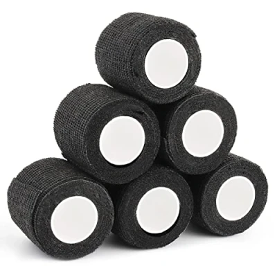 Image of Tattoo Grip Tape Wrap Cover 6Pcs Machine 2&quot; x 5 Yards Cohesive Elastic Bandage Rolls Self Adherent for Tube Accessories Sports