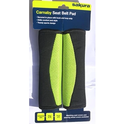 Image of Sakura Seat Belt Pads SS5323 Carnaby Green/Black Hook and Loop Fastening 1 Pair