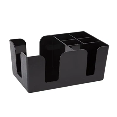 Image of Olympia Kristallon Plastic Bar Caddy, Black, Storage, Organiser, Napkin Straw Holder, Size: 240(W) x 150(D)mm, Commercial Restaurant Pub Nightclub Hotel and Home Use F980