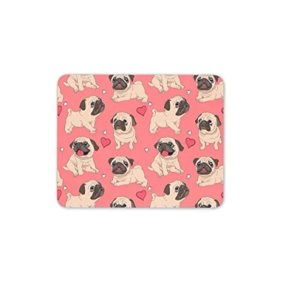 Image of Destination Vinyl Ltd Funny Pug &amp; Hearts Mouse Mat Pad Dog Puppy Cute Pink Gift PC Computer #8372