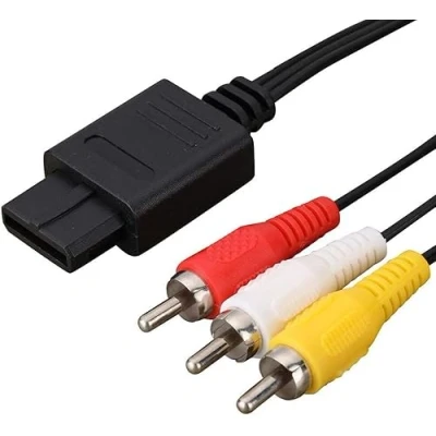 Image of 1.8m AV Cable Lead Composite RCA Audio Video TV Display Wire, Compatible with SNES Super Nintendo GC GameCube N64