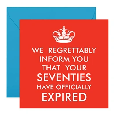 Image of Central 23 Happy 80th Birthday Card &#039;Seventies Have Expired&#039; Funny Cards for Women Men Age 80 Dad Mum Grandad Nana Year Old Comes With Fun Stickers