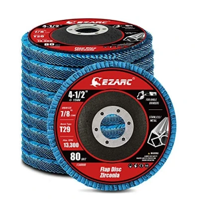 Image of EZARC Flap Disc 115mm 80 Grit Zirconia Grinding Wheel, Abrasive Discs Type 29 for Stainless Steel, Cast Iron and Sheet Metal, 10 Pack
