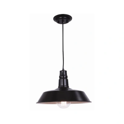 Image of Agios Dome Ceiling Pendant 1 Light Steel Black