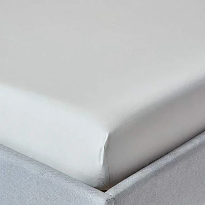 Image of HOMESCAPES Silver Grey Deep Fitted Sheet (12) Super King 200 TC 400 Thread Count Equivalent Pure Egyptian Cotton Bed with Fully Elasticated Skirt