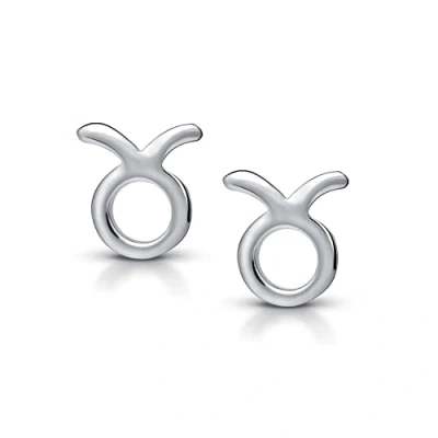 Image of Amberta Women 925 Sterling Silver Zodiac Stud Earrings: Taurus