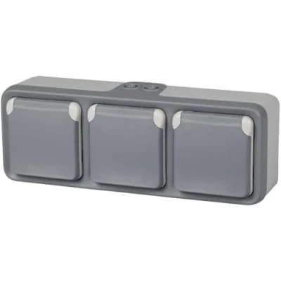 Image of Legrand 191515 Plexo Triple Socket for Flush mounting, Gray