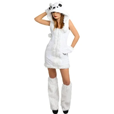 Image of Funidelia Polar Bear Costume for woman Animals, Costumes adults, accessory fancy dress &amp; props Halloween, carnival parties Size L White
