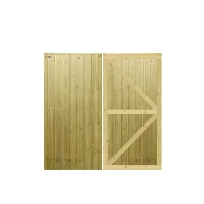 Image of MADE TO MEASURE Wooden Double Driveway Gates Pair Bespoke Ultra Strong Full Framing with Interlocked Tongue &amp; Groove Boards Flat Top Design