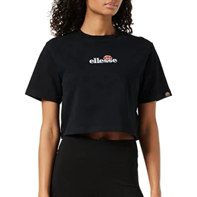 Image of ellesse Women&#039;s Fireball Crop T shirt, Black, 16 UK