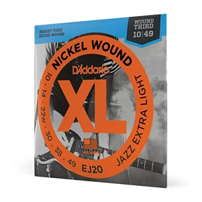 Image of D&#039;Addario Guitar Strings XL Nickel Electric EJ20 Perfect Intonation, Consistent Feel, Reliable Durability For 6 String Guitars 10 49 Jazz Extra Light