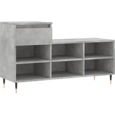 Image of vidaXL Shoe Cabinet Cupboard Rack Concrete Grey Engineered Wood