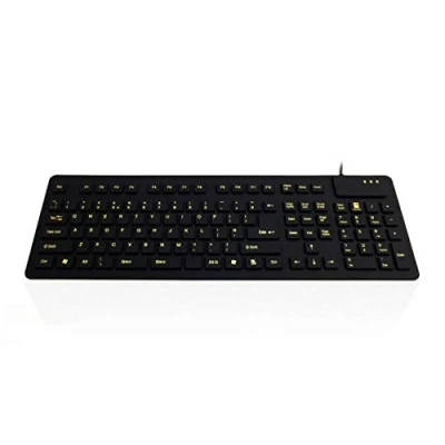 Image of Accuratus WP127 V2 USB &amp; PS/2 Full Size IP54 Sealed Flexible Roll Up Silicone Keyboard with High Visibility Key Legends