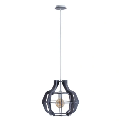 Image of Bento Wire Frame Pendant Ceiling Light Grey, 38.5cm, 1x E27