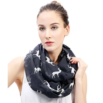 Image of Lina &amp; Lily Deer Print Lightweight Snood Scarf (Dark grey)