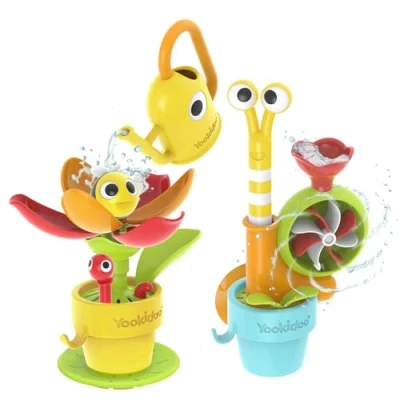 Image of Yookidoo Toddler Baby Bath Toy (Ages 1 3) Garden Adventure Set Bundle: Snail &amp; Flower with Watering Can (Mold Free) Attach to Any Tub, Shower Fun for Time Great Boys , Girls Kids