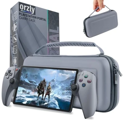 Image of Carry Case designed for Playstation Portal remote player PS5 Console holds accessories and offers Travel Storage Protection headset charger &amp; more Green/White Gift box edition