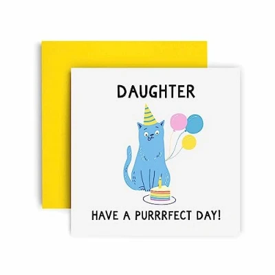 Image of Huxters Birthday Cards for Women The Purrfect Cat Daughter Happy Card Birthday, with Lovely Green Envelope Funny (Daughter)