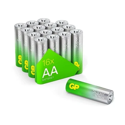 Image of GP Super Alkaline Batteries AA Mignon, LR06, 1.5 V, Pack of 16, Ideal for Powering Daily Devices The New G Tech Technology