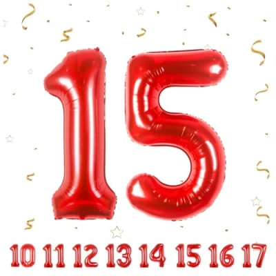 Image of Number Balloons 15,Red 15 Balloon 40 Inch Giant Helium Foil for Boys Girls 15th Birthday Party Decor Anniversary Decorations Supplies