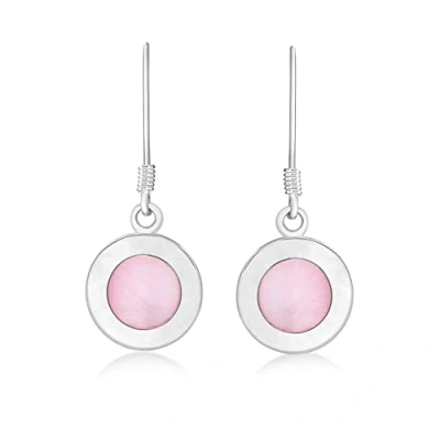 Image of Tuscany Silver Women&#039;s Sterling 10 x 27 mm Round Pink Mother of Pearl Drop Earrings