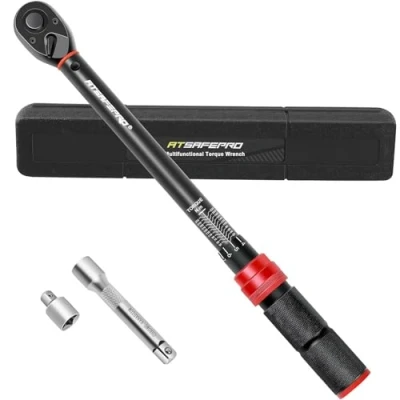 Image of ATsafepro 1/2&quot; Drive Torque Wrench Set,Car Wheel 20 230 Nm with 3/8&#039;&#039; Adapter, Dual Direction Adjustable 72 Tooth for Car Motorcycle,Truck,± 3% Accuracy