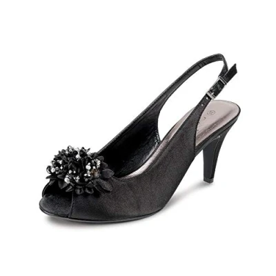 Image of Lunar Sabrina Satin Slingback Court 3 UK Black