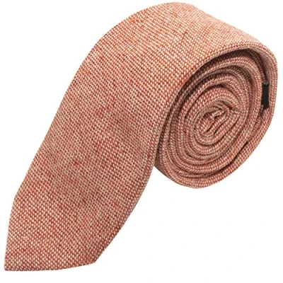 Image of King &amp; Priory Highland Weave Stonewashed Brick Red Tie