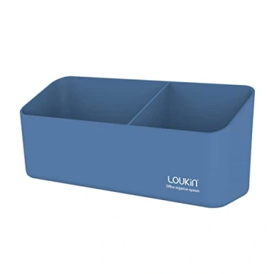 Image of loukin Magnetic and Adhesive Marker Holder, Dry Erase Accessory Tray, Storage Organizer for Whiteboard, Glass or Refrigerators (Blue)