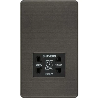 Image of KnightsBridge Screwless 115V/230V Dual Voltage Shaver Socket Smoked Bronze