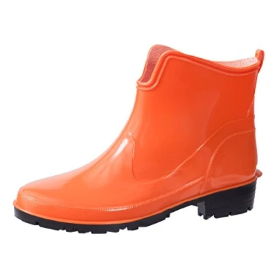 Image of Ladeheid Women&#039;s Ankle Rubber Wellington Boots LA 930 (Orange, 7.5 UK)