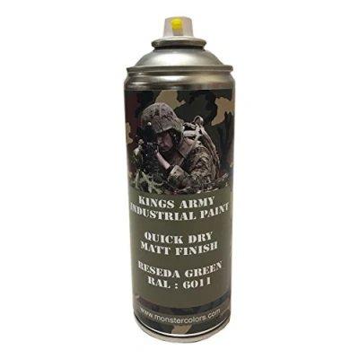 Image of Kings Army Reseda Green Ral 6011 Military Matt Spray Paint 400ml Vehicle Paint, Airsoft, Paintball, Model Maker Fishing
