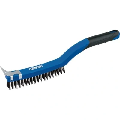 Image of Draper 3 Row Carbon Steel Wire Scratch Brush with Scraper, 350mm