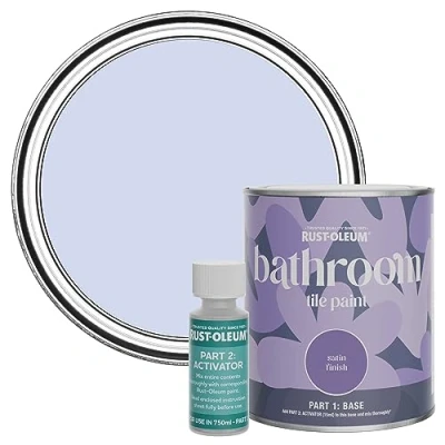 Image of Rust Oleum Purple Water Resistant Bathroom Tile Paint in Satin Finish Be My Mermaid 750ml
