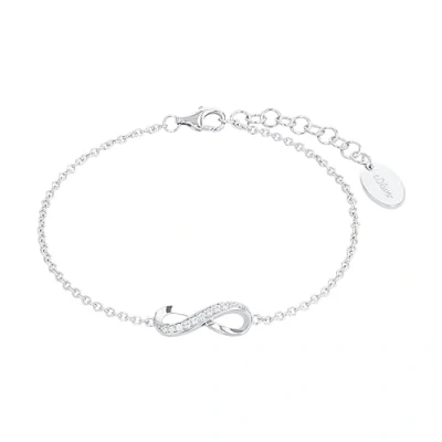 Image of s.Oliver bracelet 925 sterling silver ladies arm jewelry, with cubic zirconia synth, 17+3 cm, silver, infinity, Comes in jewelry gift box, 2012529