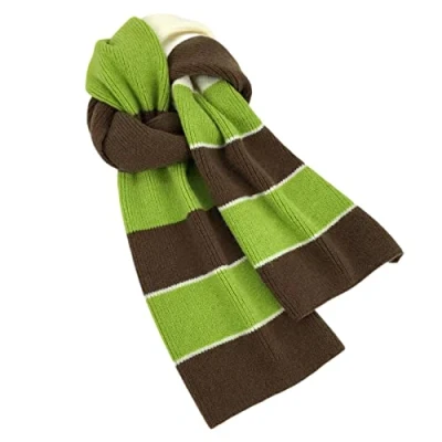 Image of HGJH Women&#039;S Thermal Scarf, Winter Scarves Knitting Stripe Soft Warm Shawl Thick Blanket Patchwork Green Brown The Feel Scarf Trendy Stole For Women Girls