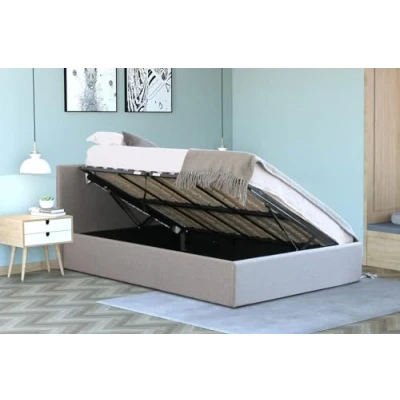 Image of Side Lift Ottoman Bed Single Frame With Under Storage Grey Underneath &amp; Pocket Sprung Mattress 3FT 90 x 190cm (Single Mattress)