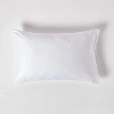 Image of HOMESCAPES White Organic Cotton Pillowcase Standard Size 400TC 600 Thread Count Equivalent Housewife Pillow Case
