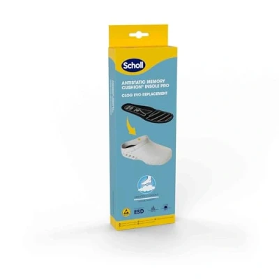 Image of Scholl Unisex&#039;s Solette Antistatiche Pro in Memory Cushion Per Clog Evo Insole, Black, 3/4 UK