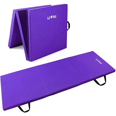 Image of Lions Gymnastic Mat 50MM Thick Tri Folding Yoga Exercise Gym Play Fitness Floor Matt 180x60cm (Purple)