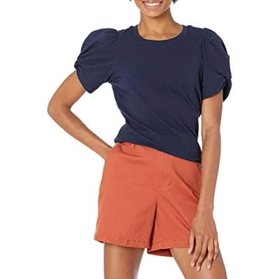 Image of Amazon Essentials Women&#039;s Classic Fit Twist Sleeve Crewneck T Shirt, Navy, XXL